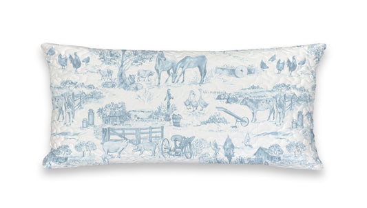 Aledo Toile Quilted Pillow in Blue