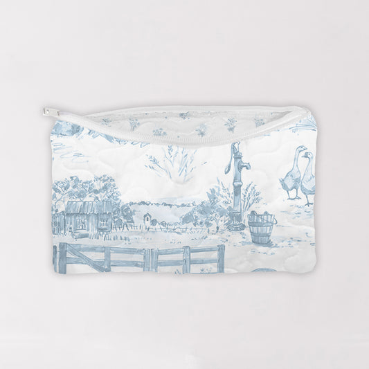 Aledo Toile Quilted Makeup Bag, Lt. Blue