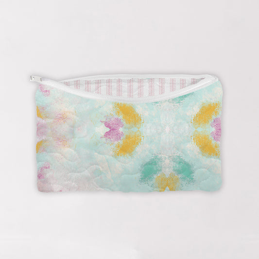 Kei White Quilted Makeup Bag