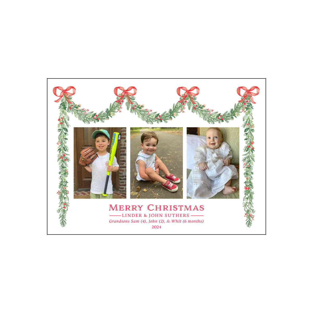 Red Bow Garland Card