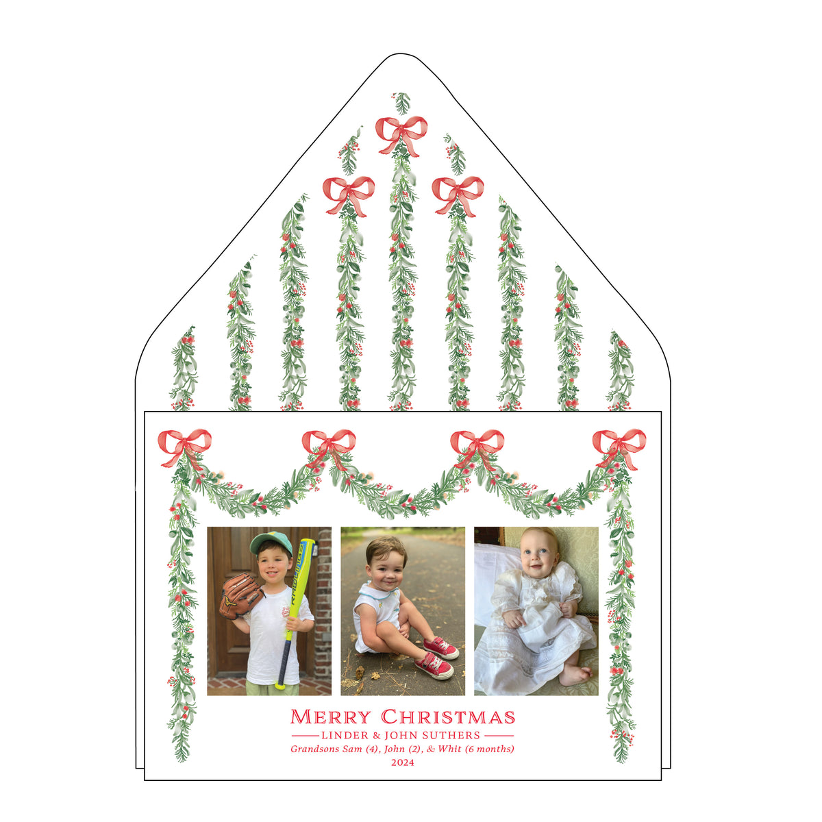 Red Bow Garland Card