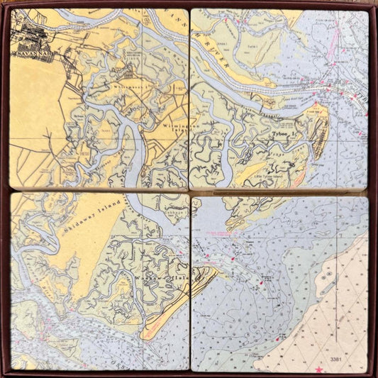 Savannah Map Coasters S/4