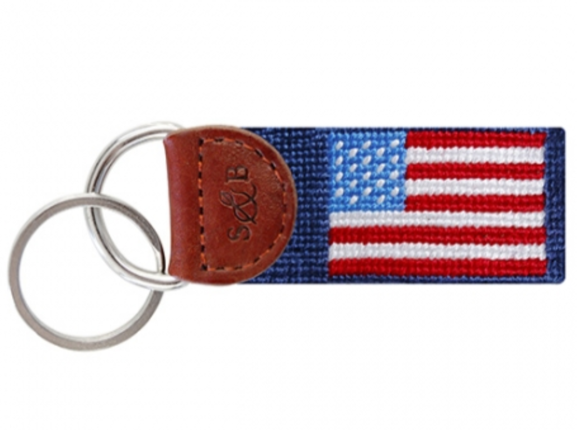 American Flag Needlepoint Key Fob