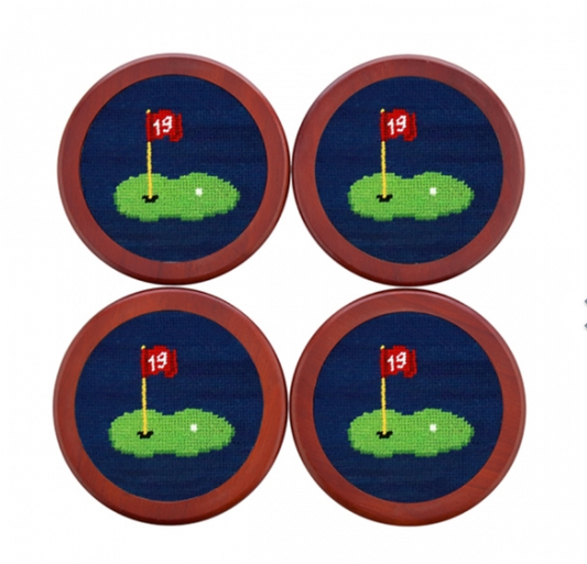 19th Hole Needlepoint Coasters
