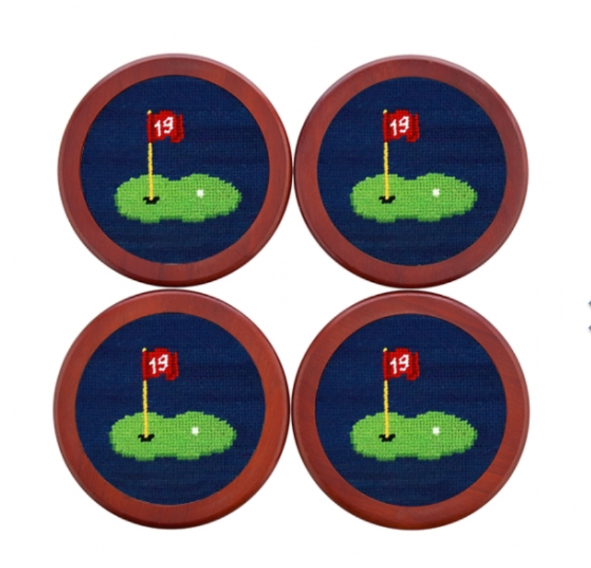 19th Hole Needlepoint Coasters