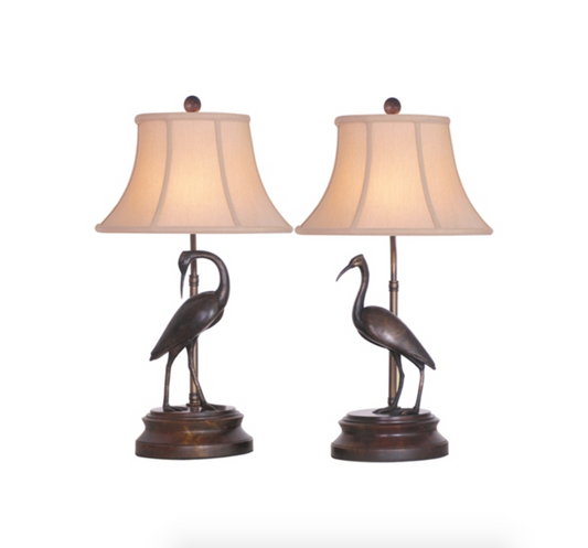 Crane Bronze Lamp