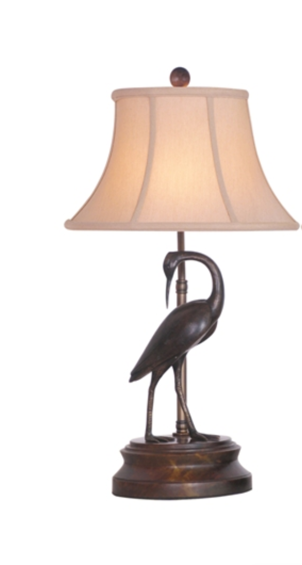 Crane Bronze Lamp