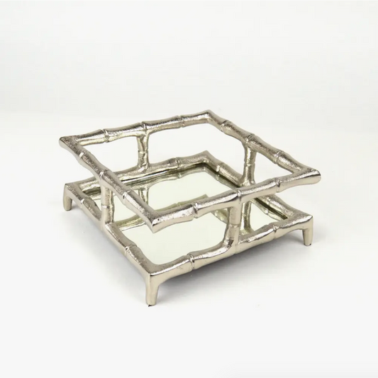 Silver Bamboo Cocktail Tray