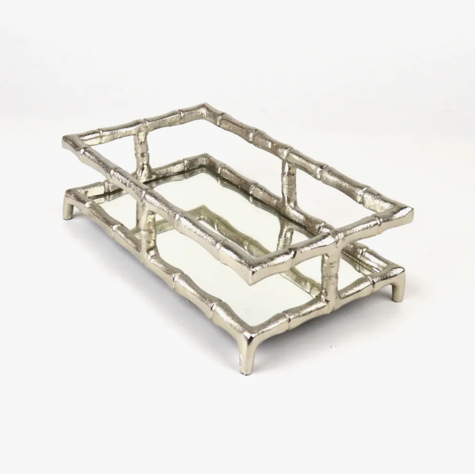 Silver Bamboo Guest Towel Tray