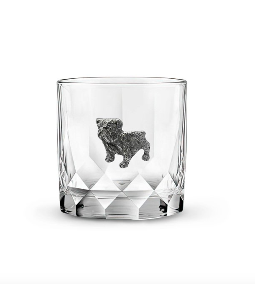 Bulldog Rocks Glass Pair