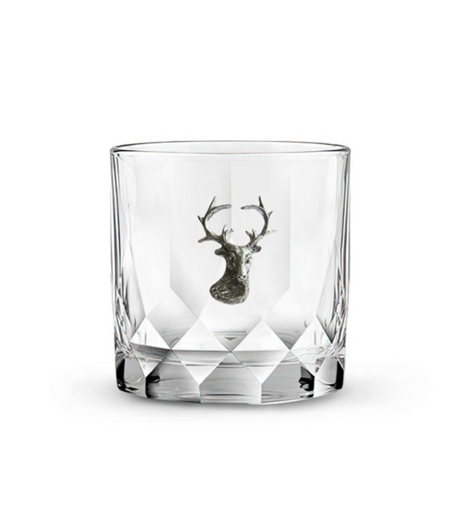 Stag Head Rocks Glass Pair