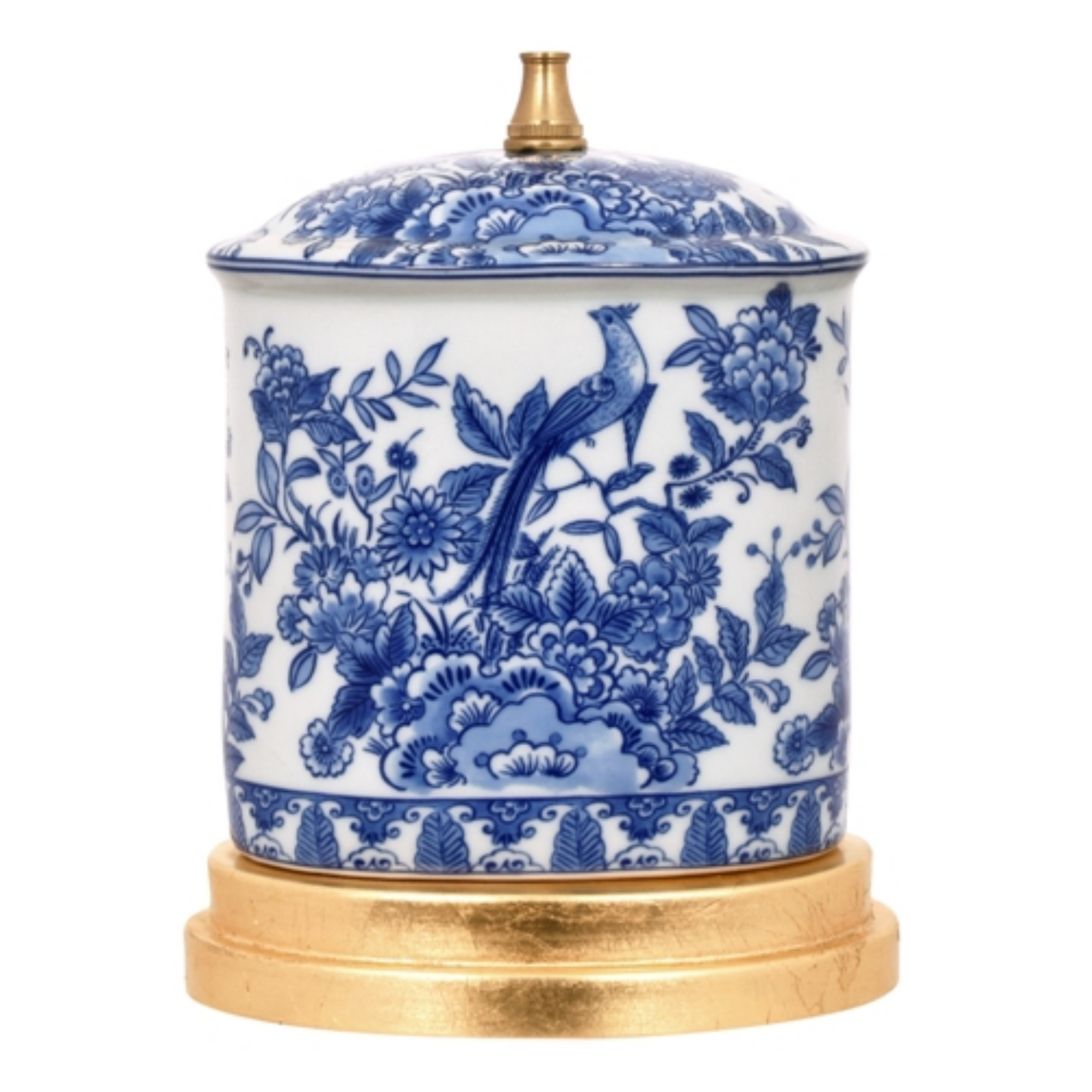 Blue & White English Oval Urn Lamp