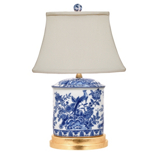 Blue & White English Oval Urn Lamp