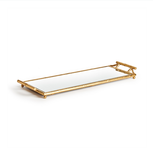 Daphne Gold Bamboo Narrow Mirrored Tray