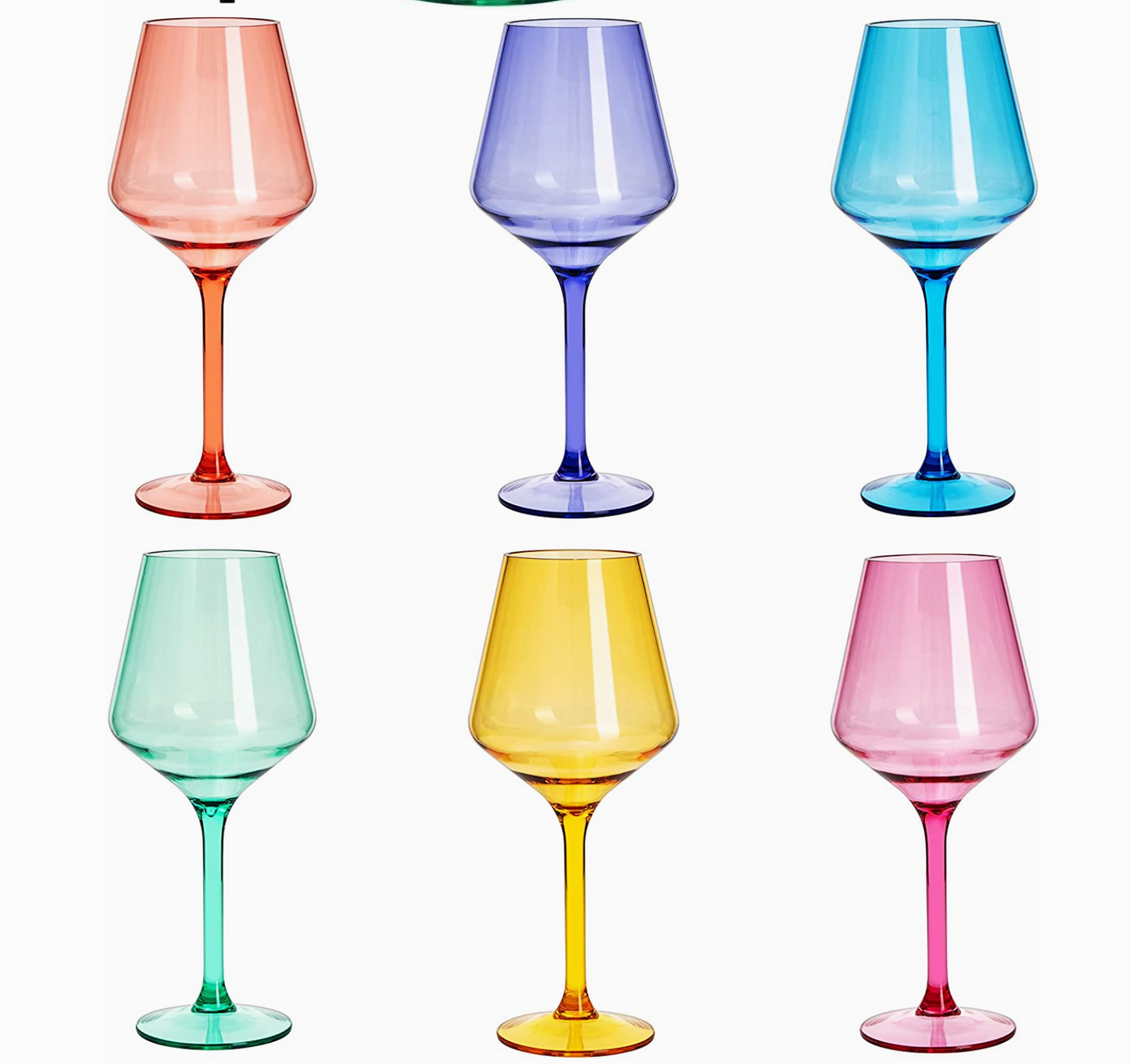 Unbreakable Colored Acrylic Wine Glasses Set