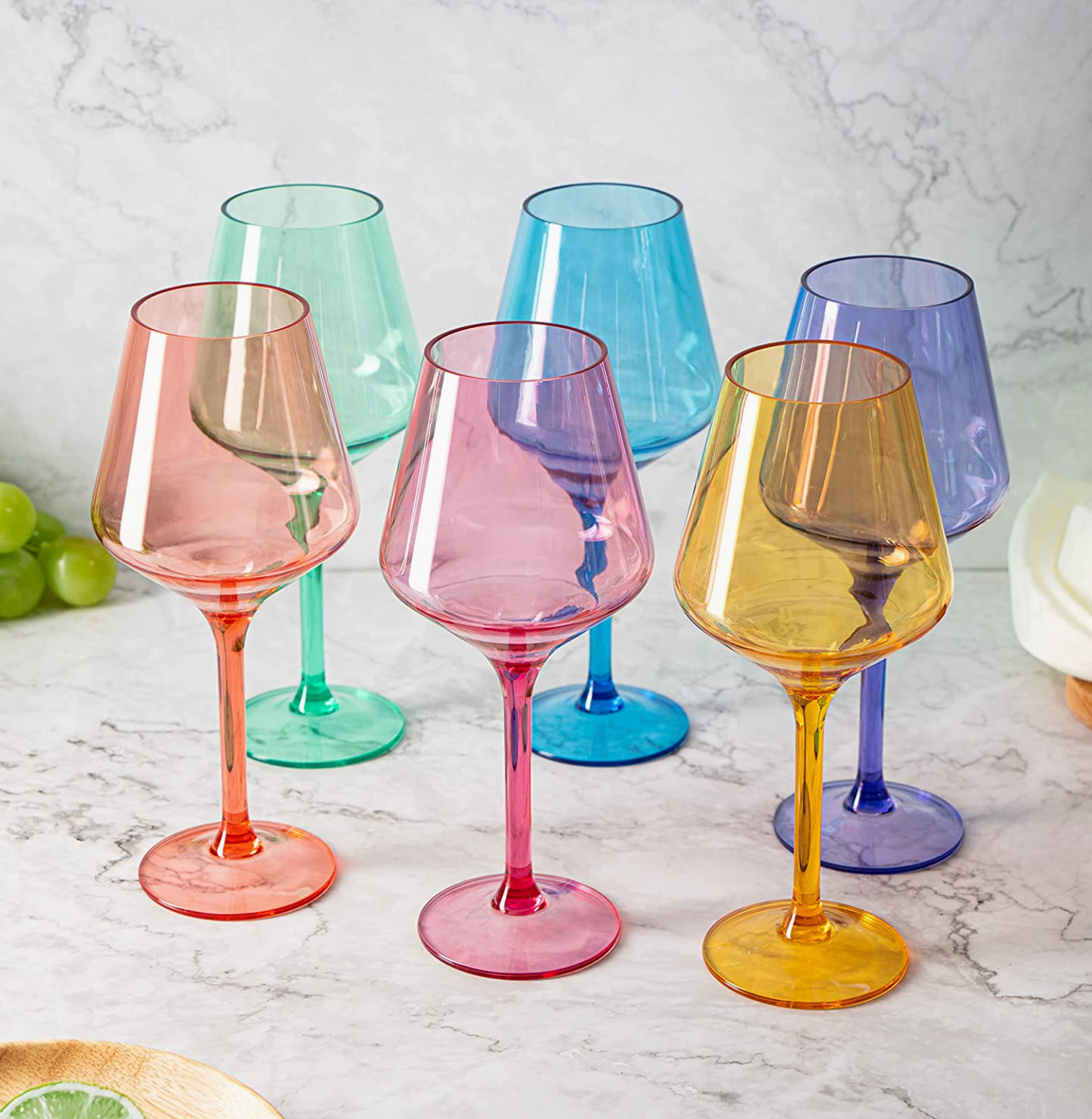 Unbreakable Colored Acrylic Wine Glasses Set