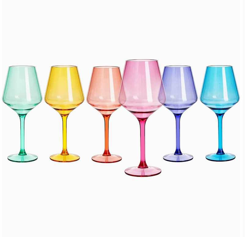 Unbreakable Colored Acrylic Wine Glasses Set