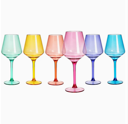 Unbreakable Colored Acrylic Wine Glasses Set