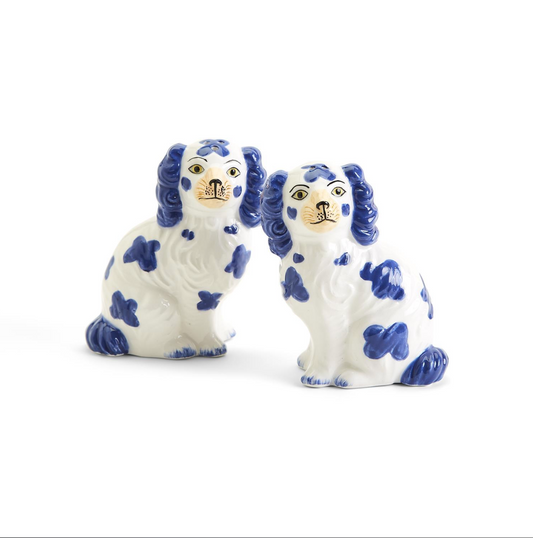 Blue Staffordshire Dog Salt and Pepper Set