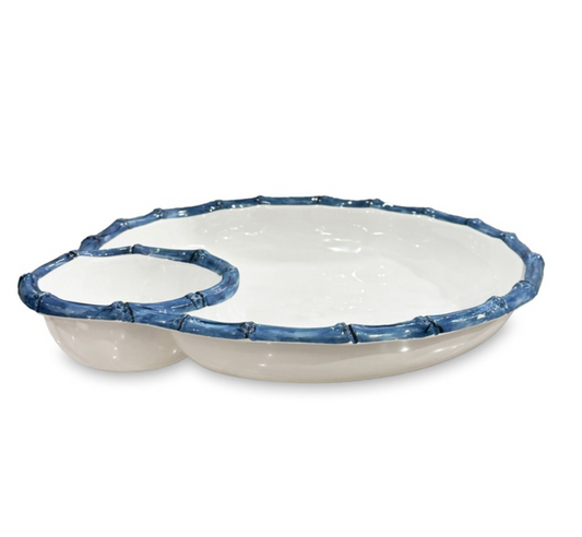 Vida Bamboo Blue Large Chip & Dip Bowl