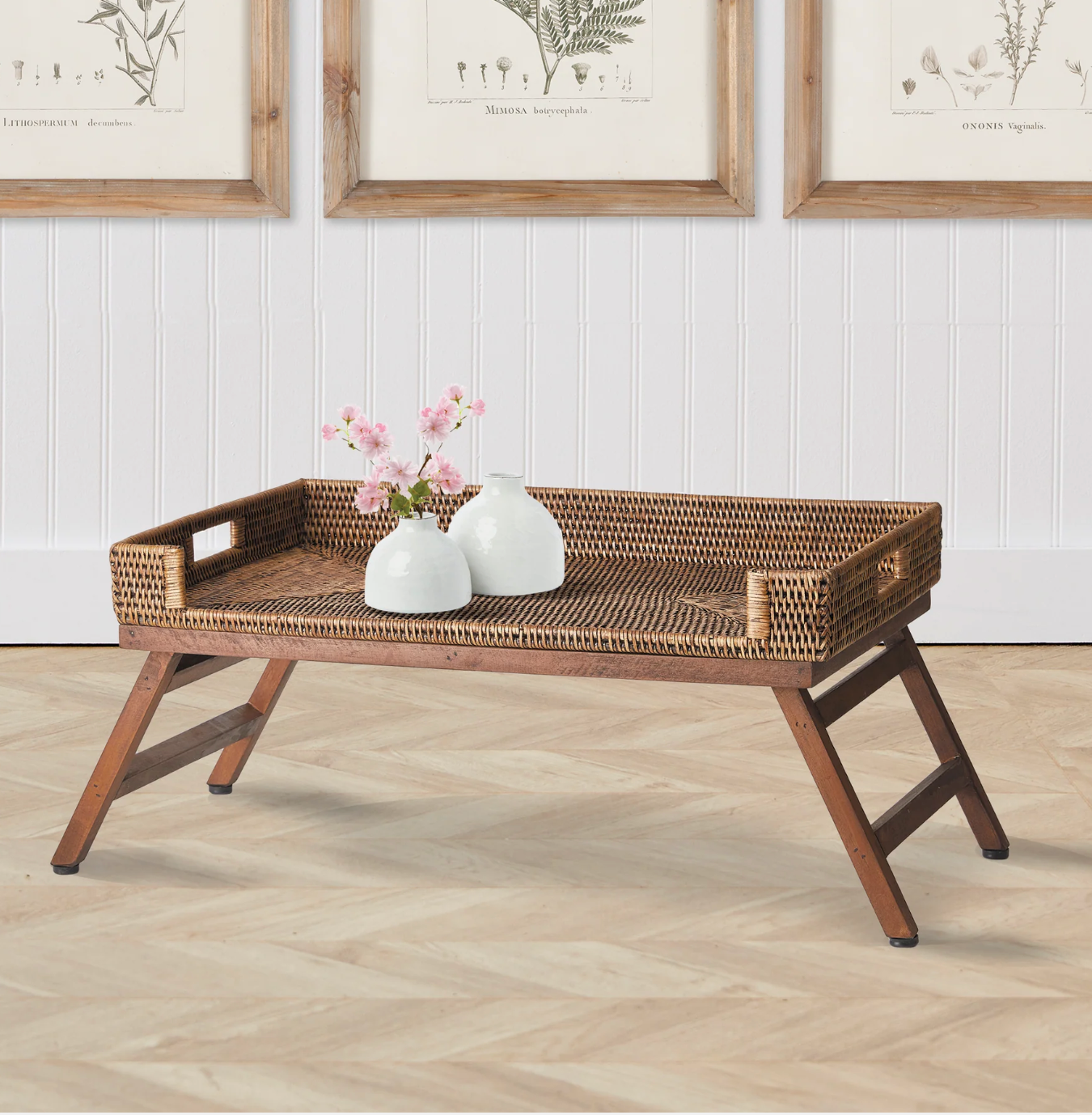 Woven Rattan Lap Tray Table