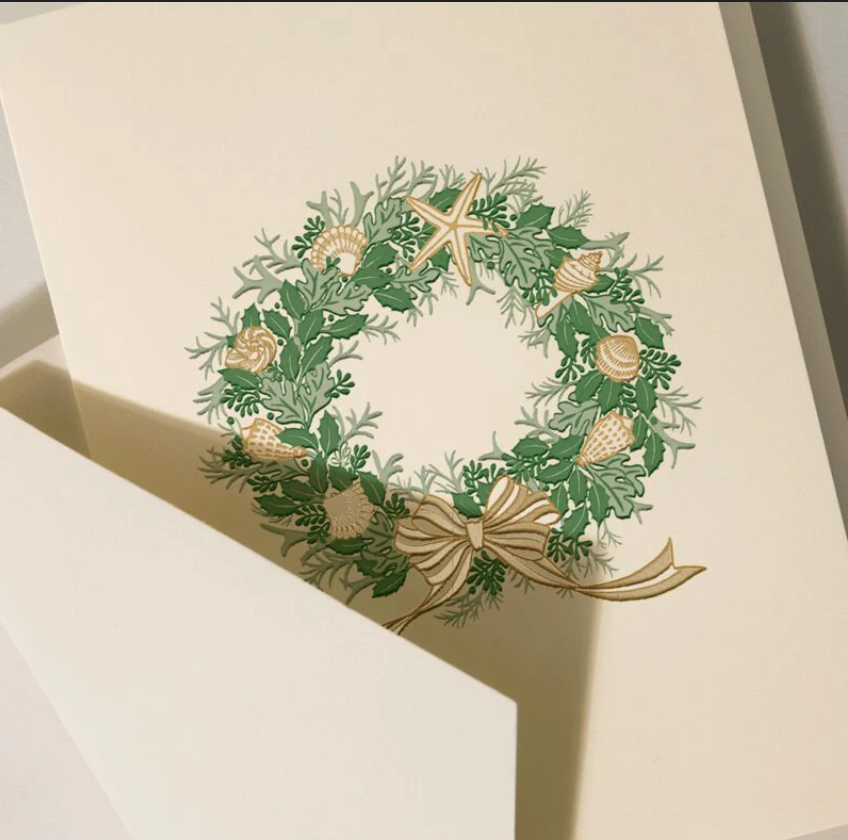 Elegant Seashell Wreath Holiday Card