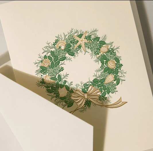 Elegant Seashell Wreath Holiday Card