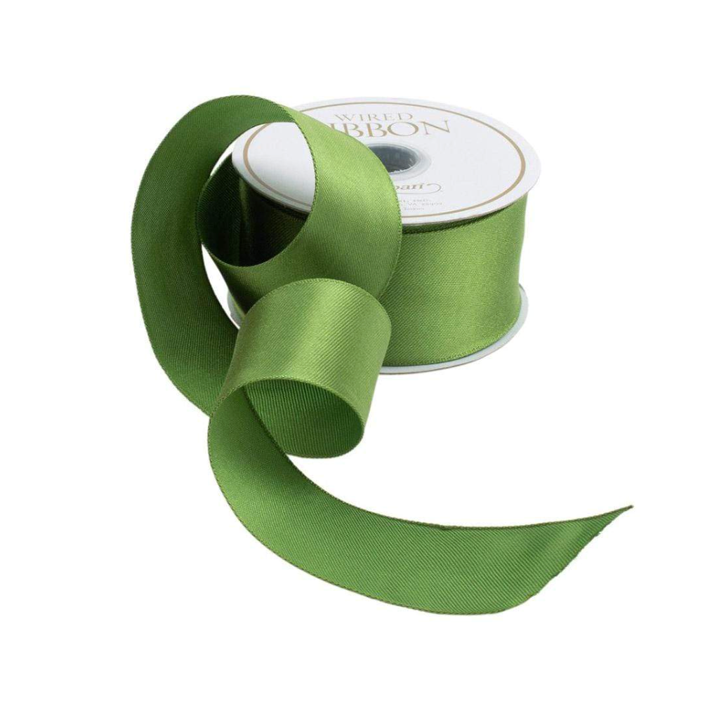 Green Satin Wired Ribbon