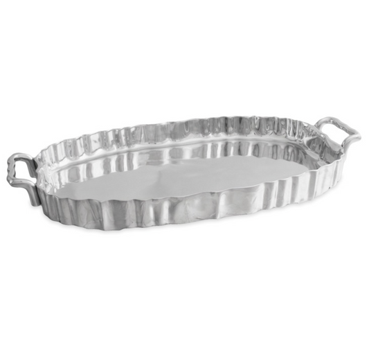 Vintage Fluted Oval Tray with Handles