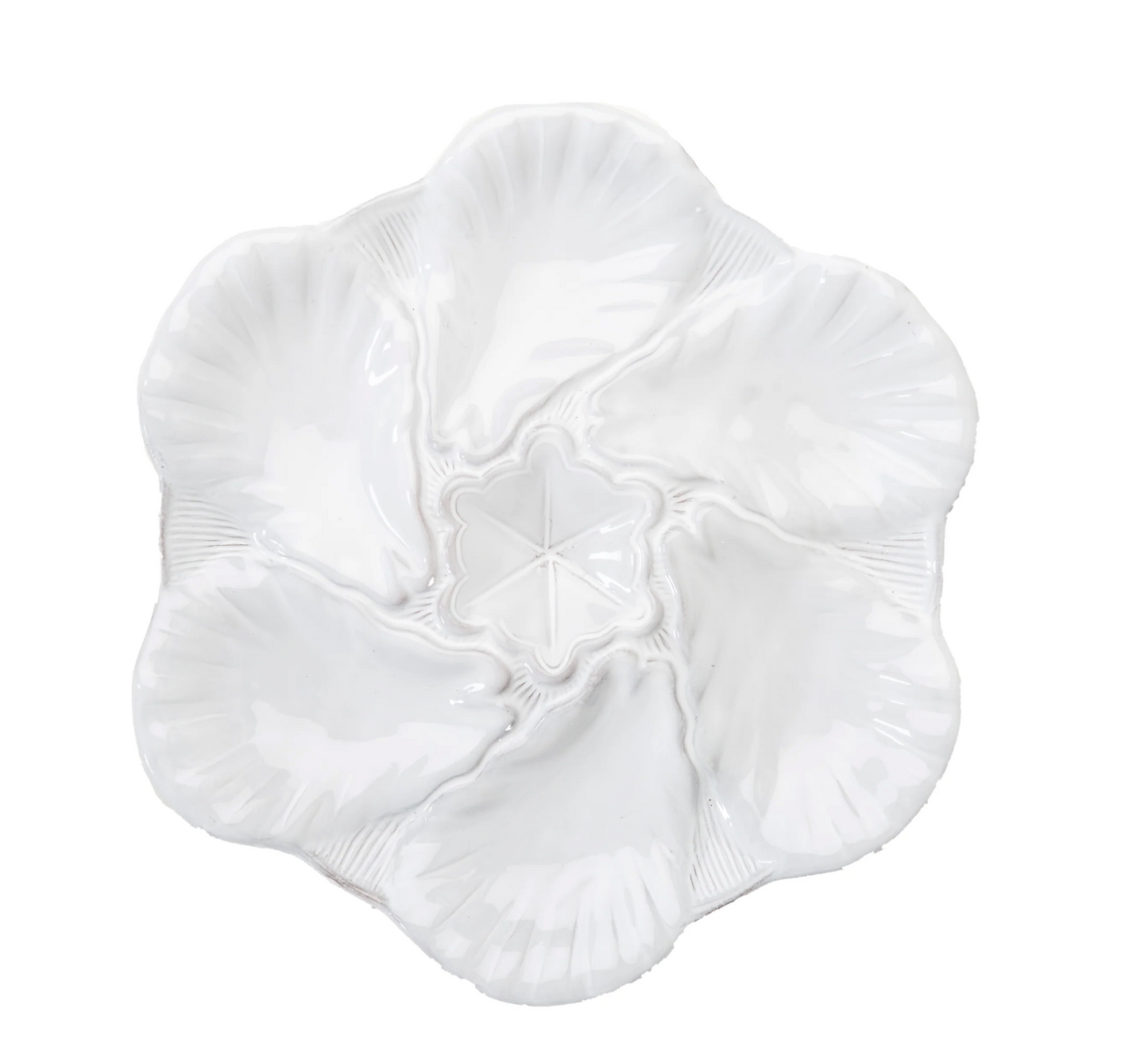 Oyster Plate White Fleur de Lis