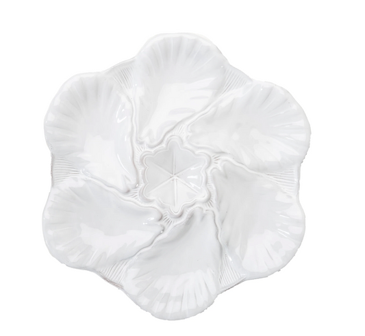 Oyster Plate White Fleur de Lis