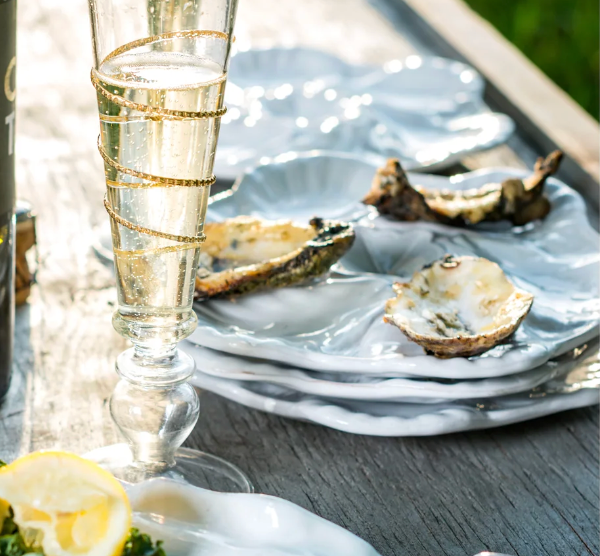Oyster Plate White Fleur de Lis