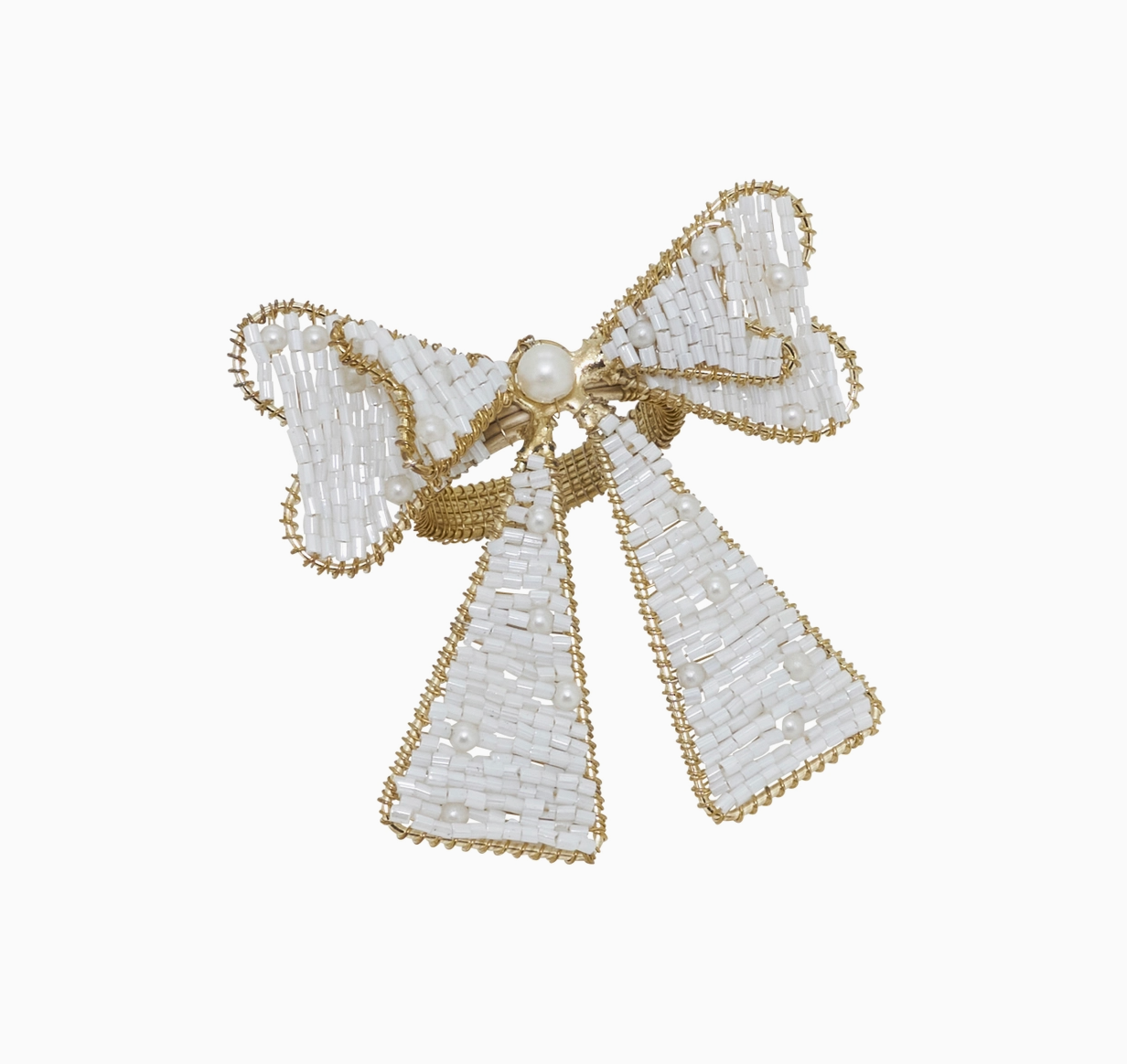 Beaded Bow Napkin Ring Set