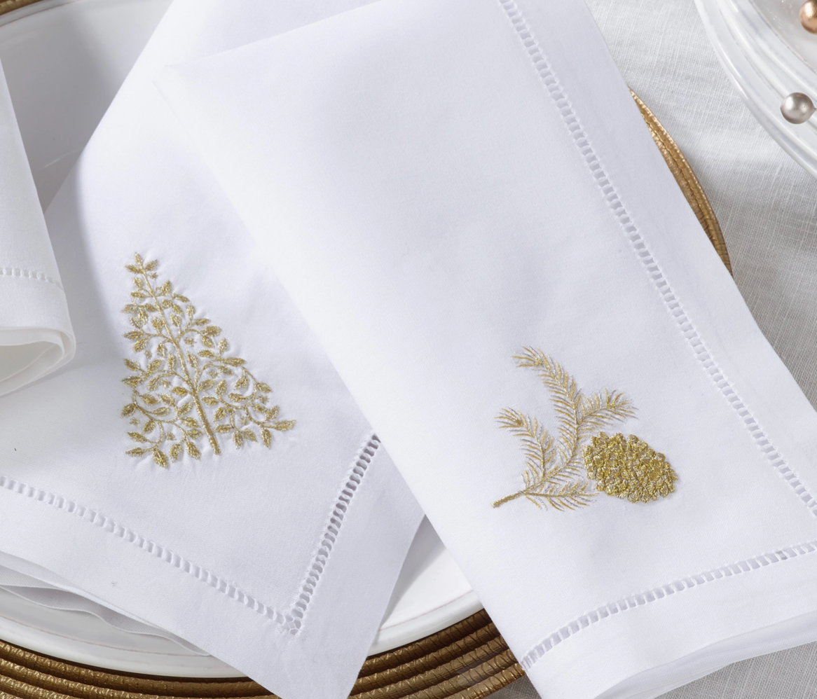 Embroidered Hemstitch Dinner Napkin