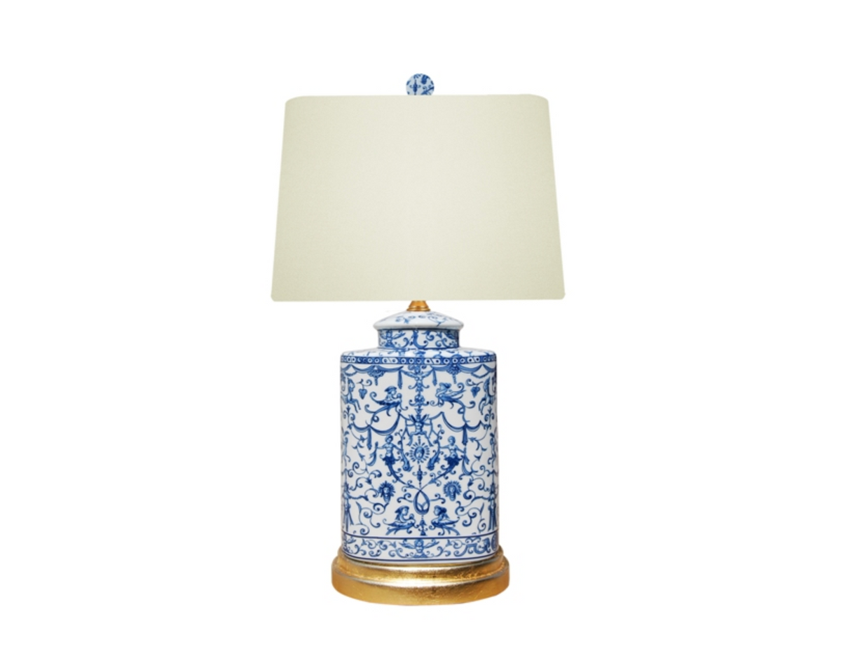 Blue & White Porcelain Euro Oval Jar Lamp