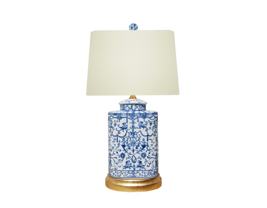 Blue & White Porcelain Euro Oval Jar Lamp