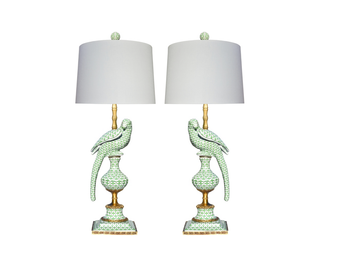 Green Fishscale Bamboo Bird Lamp