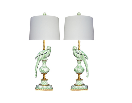 Green Fishscale Bamboo Bird Lamp