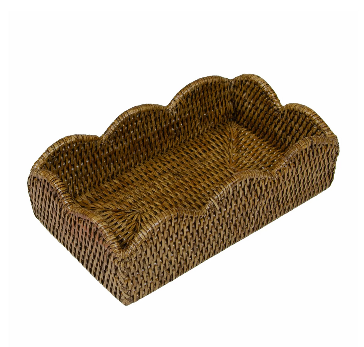 Scalloped Rattan Guest Towel Holder
