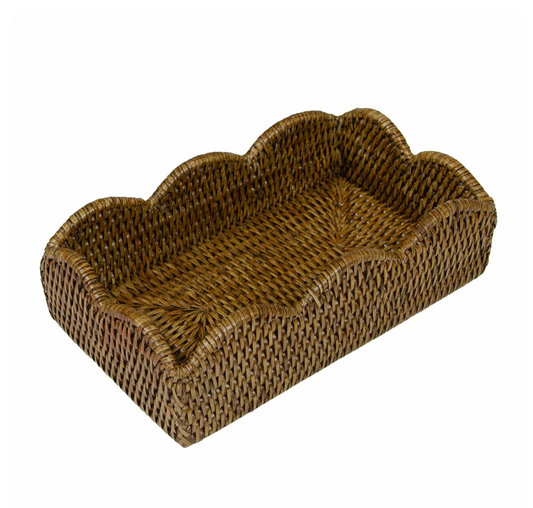 Scalloped Rattan Guest Towel Holder