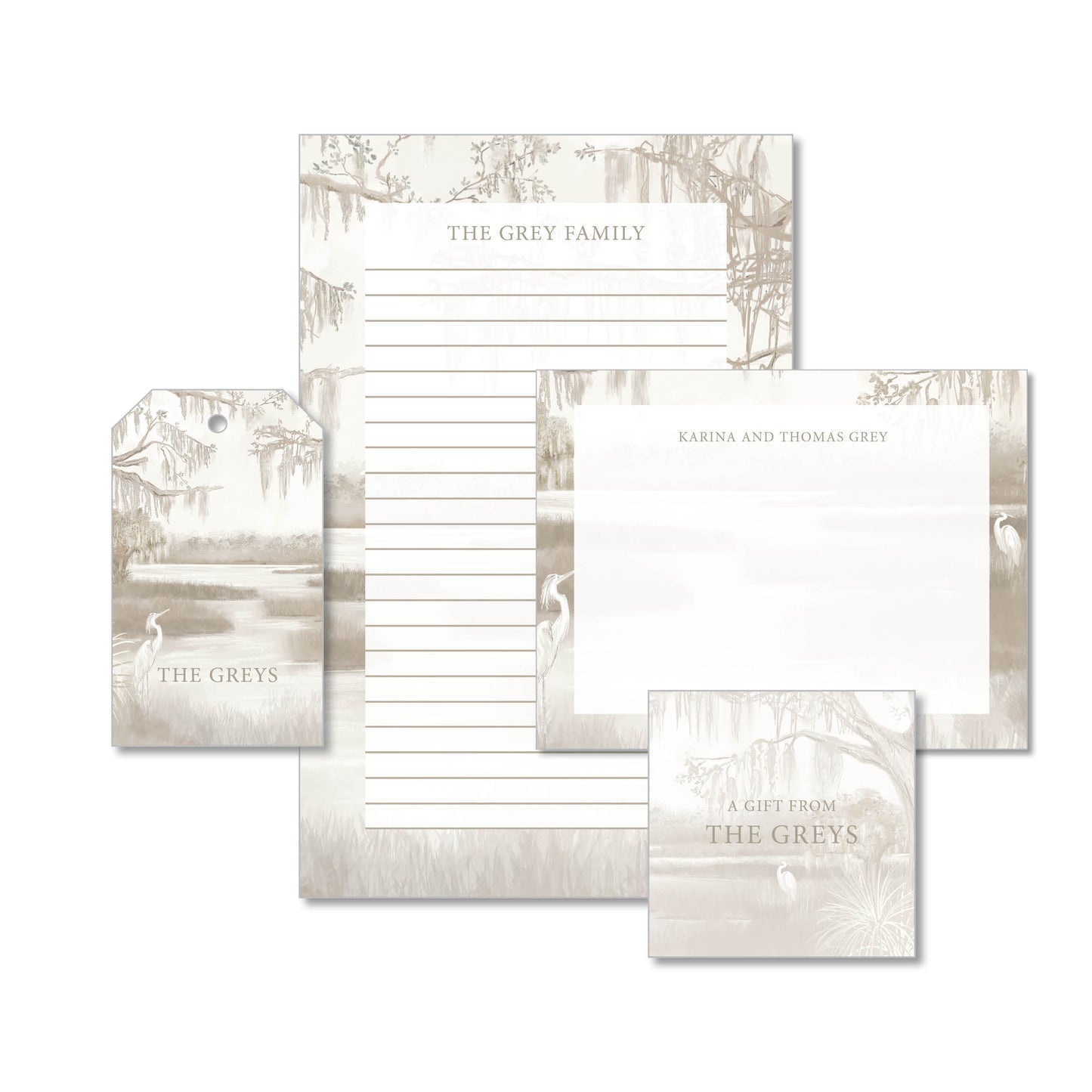 Sepia Marsh Stationery Set