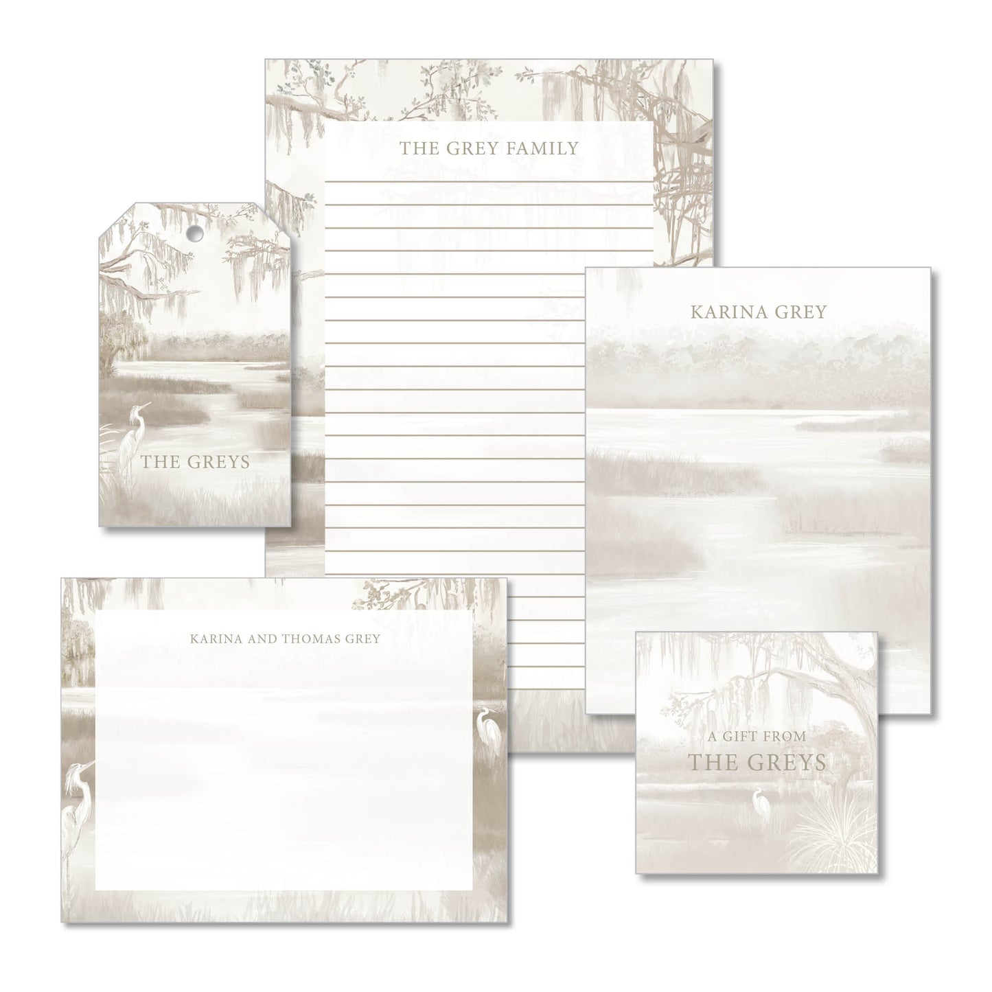 Sepia Marsh Stationery Set