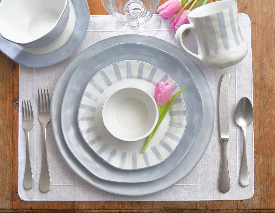 Azores Striped Salad Plate, Blue Lagoon