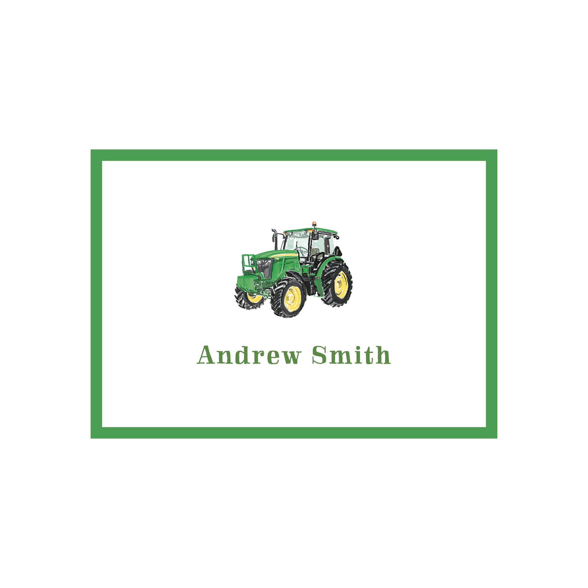 green tractor deere mower card