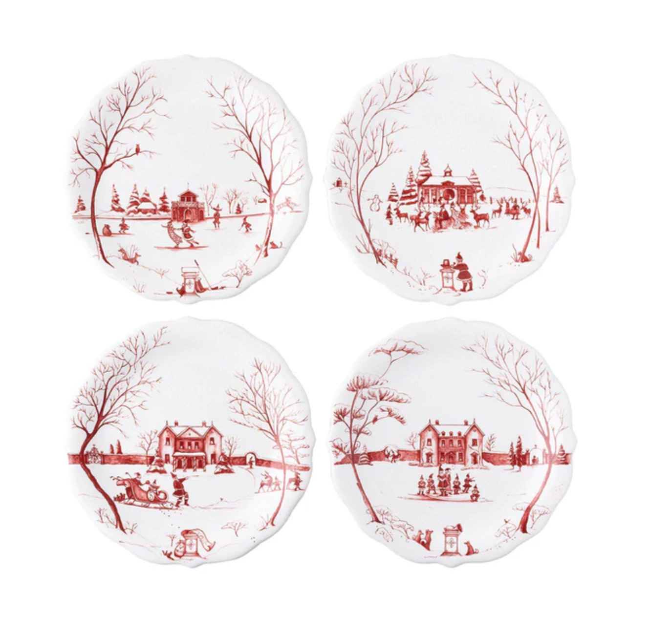 Winter Frolic Party Plate Set of 4