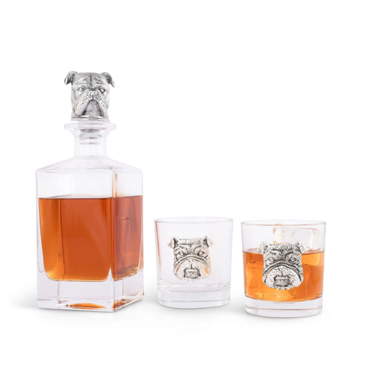 Bulldog Decanter Set