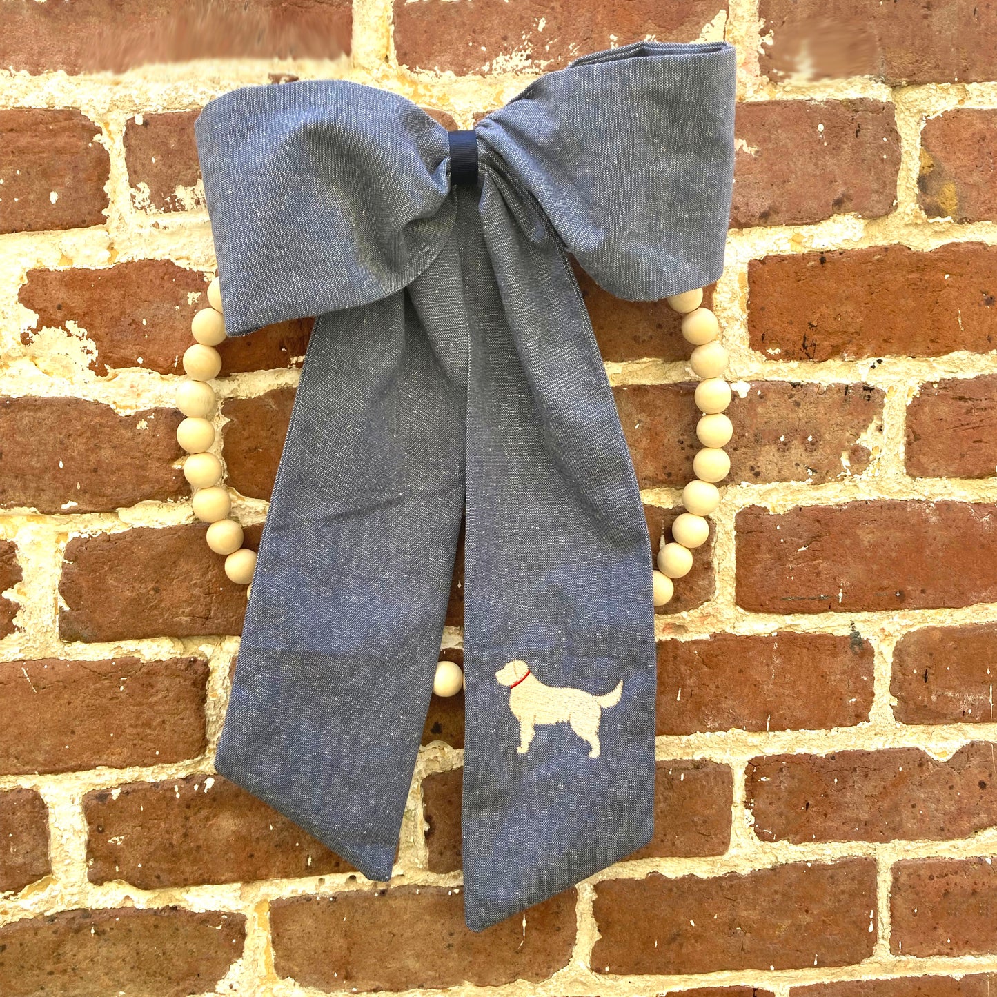 Golden Retriever Chambray Wreath Sash