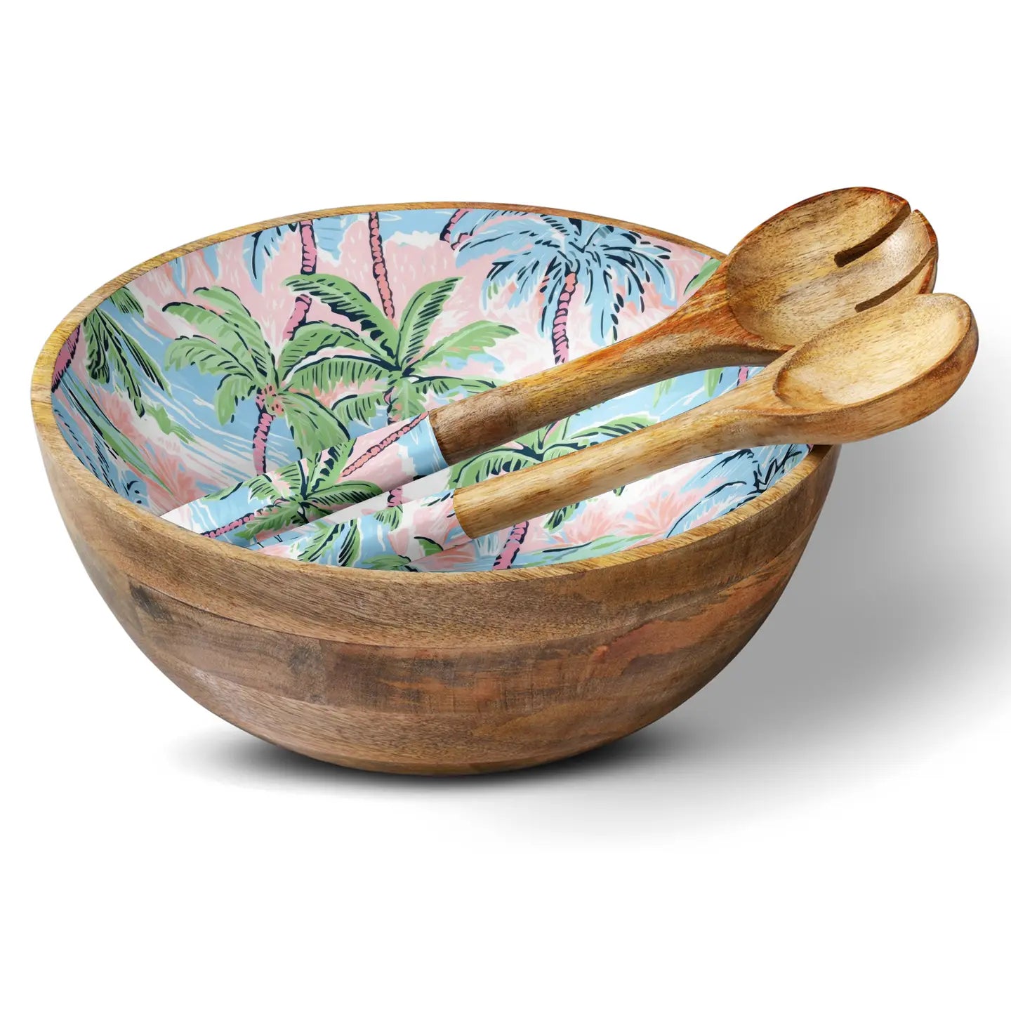 Pink Palm 12" Serving Bowl Set