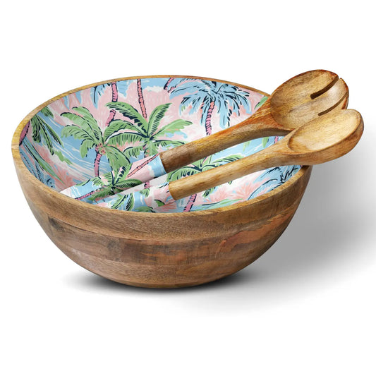 Pink Palm 12" Serving Bowl Set