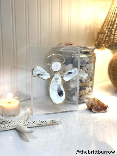 Angel Acrylic Oyster Shell Plaque